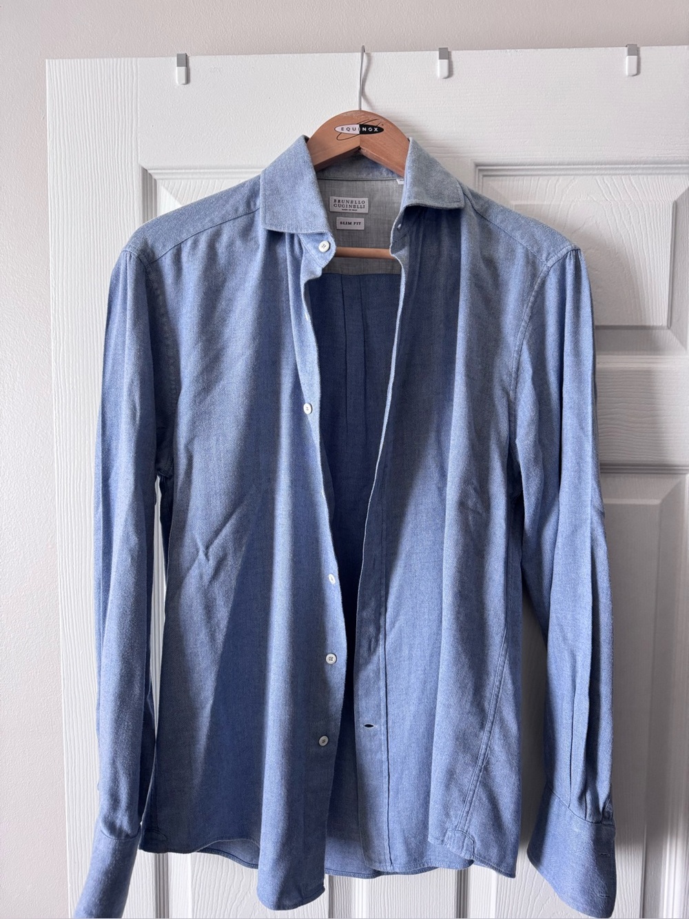 Brunello Cucinelli Light Blue Shirt with Gray Lining